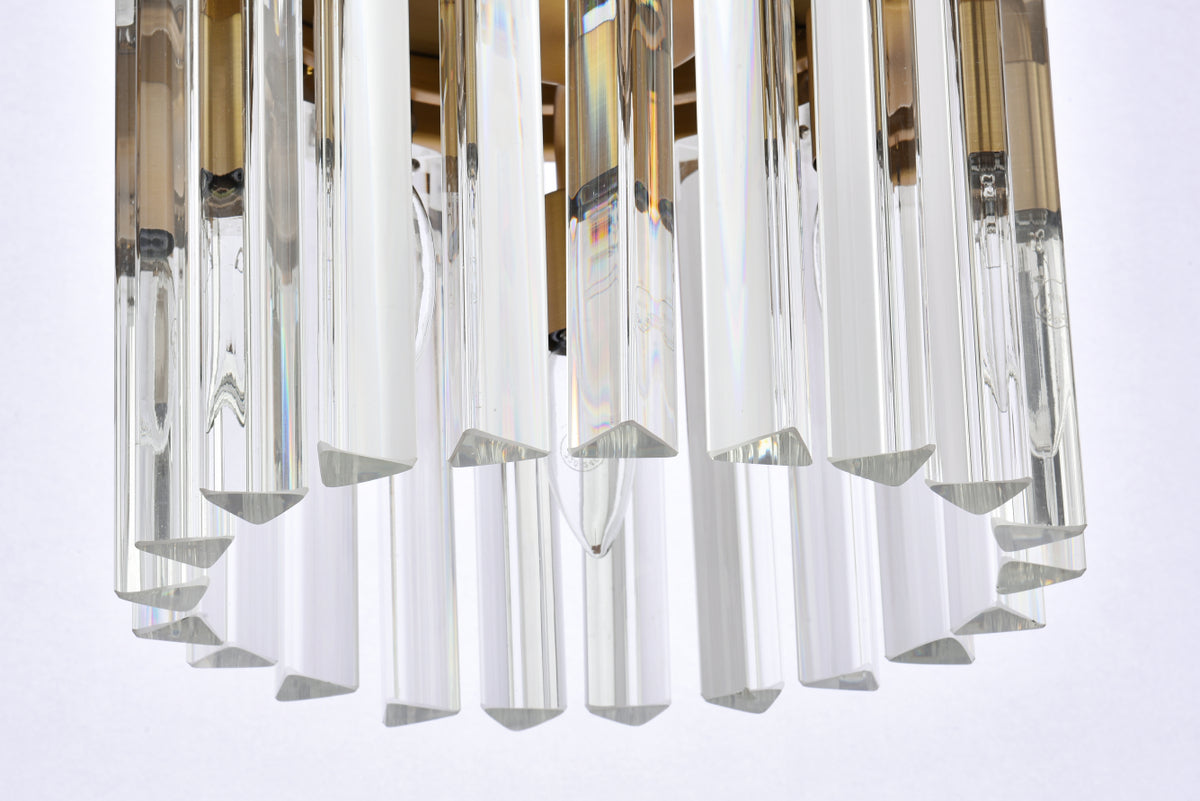 Sydney 12 inch round crystal pendant in satin gold