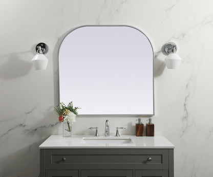 Metal Frame Arch Mirror 36x34 Inch in Silver