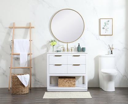 36 inch Single bathroom vanity in white with backsplash