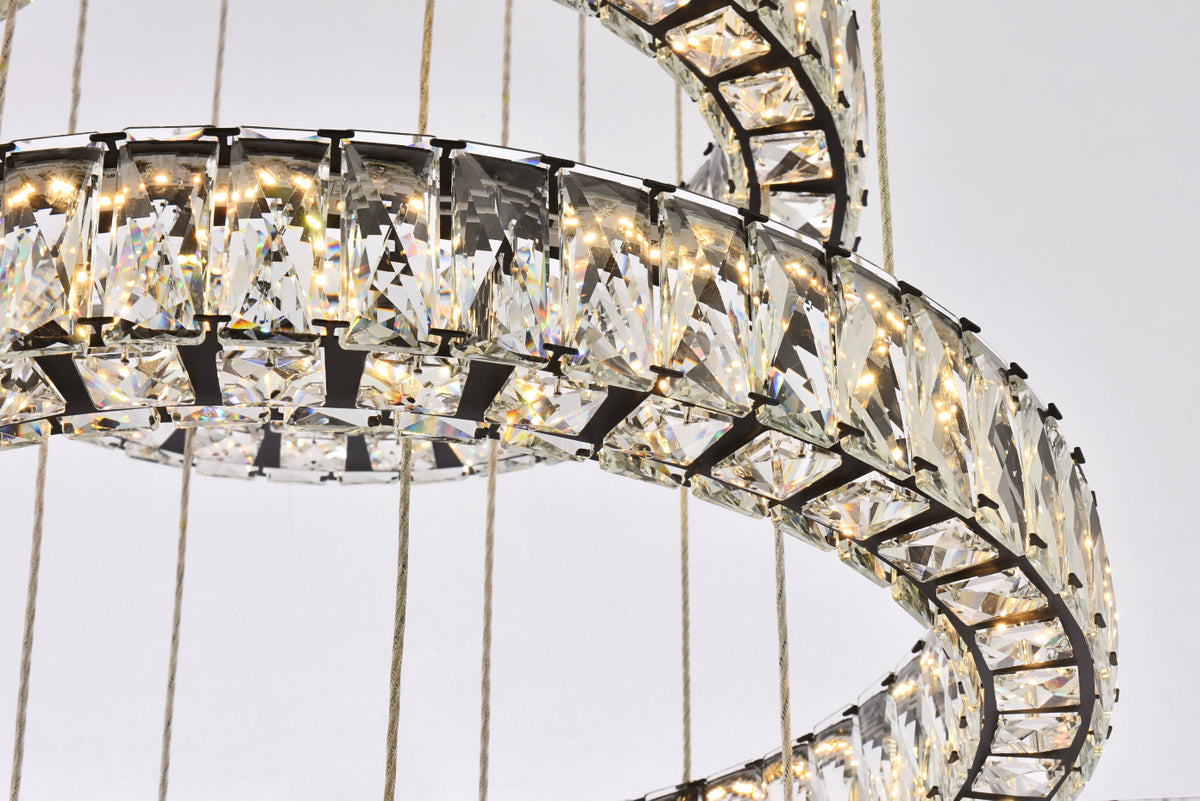 Monroe 34 inch LED seven ring chandelier in black