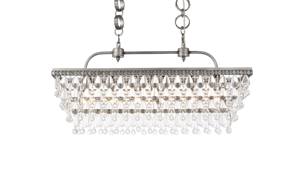 Nordic 32 inch rectangle pendant in antique silver