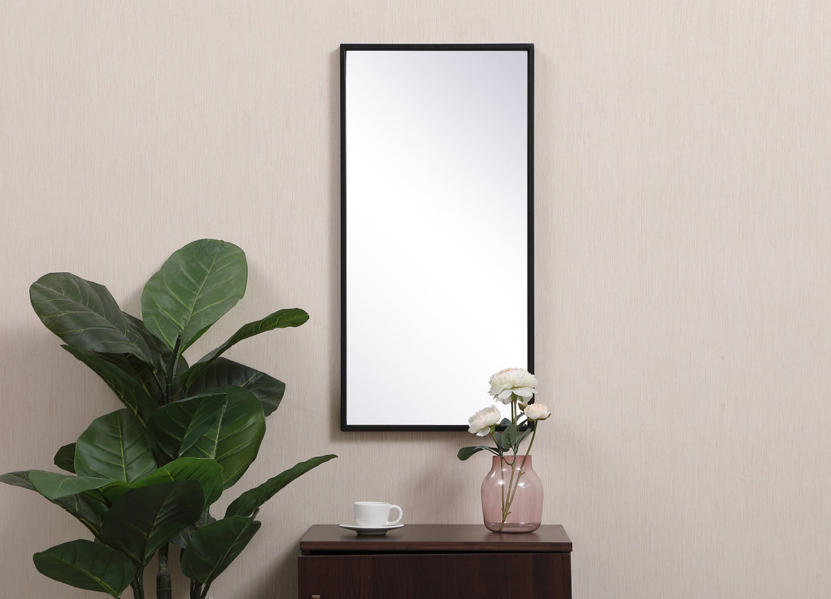 Metal frame rectangle mirror 14x28 inch in black
