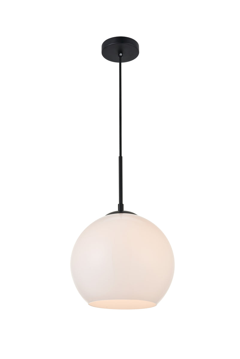 Baxter 1 Light Black Pendant With Frosted White Glass