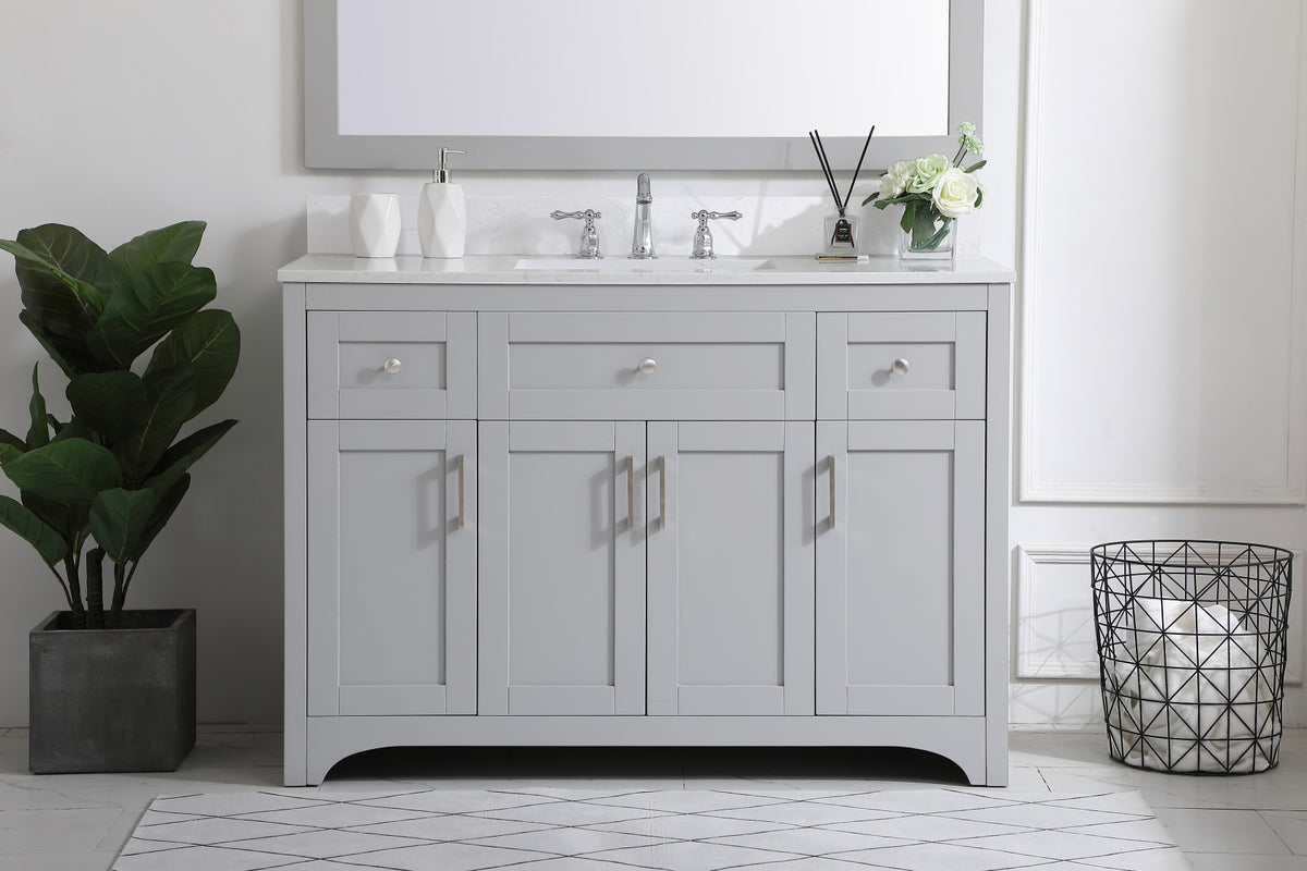 48 inch Single Bathroom Vanity in Grey with Backsplash