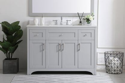 48 inch Single Bathroom Vanity in Grey with Backsplash