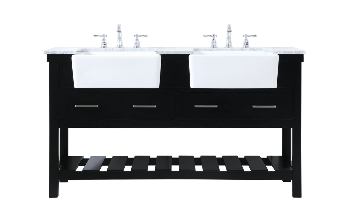 60 inch double bathroom vanity in black