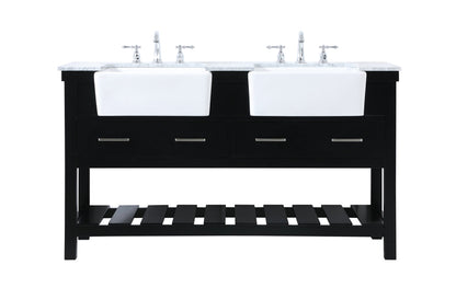 60 inch double bathroom vanity in black