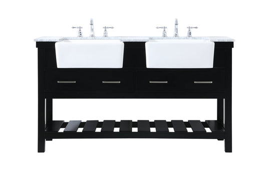 60 inch double bathroom vanity in black