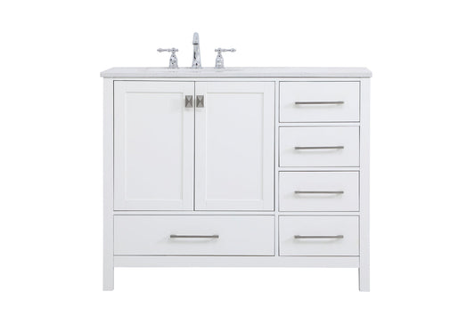 42 inch Single Bathroom Vanity in White