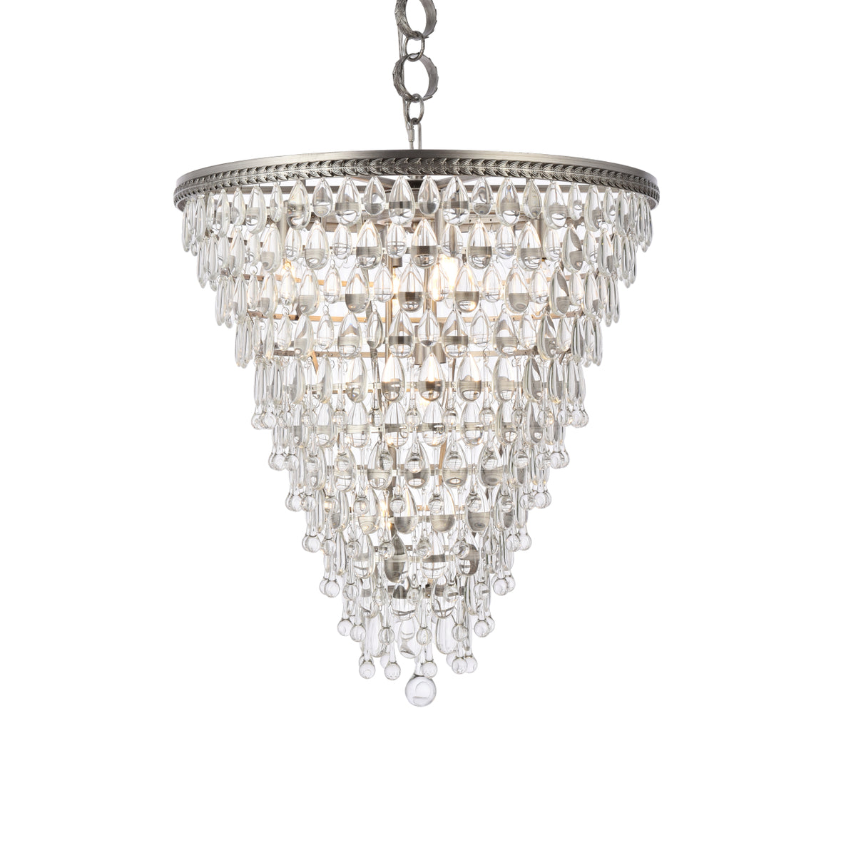 Nordic 7 light antique silver Chandelier Clear Royal Cut Crystal