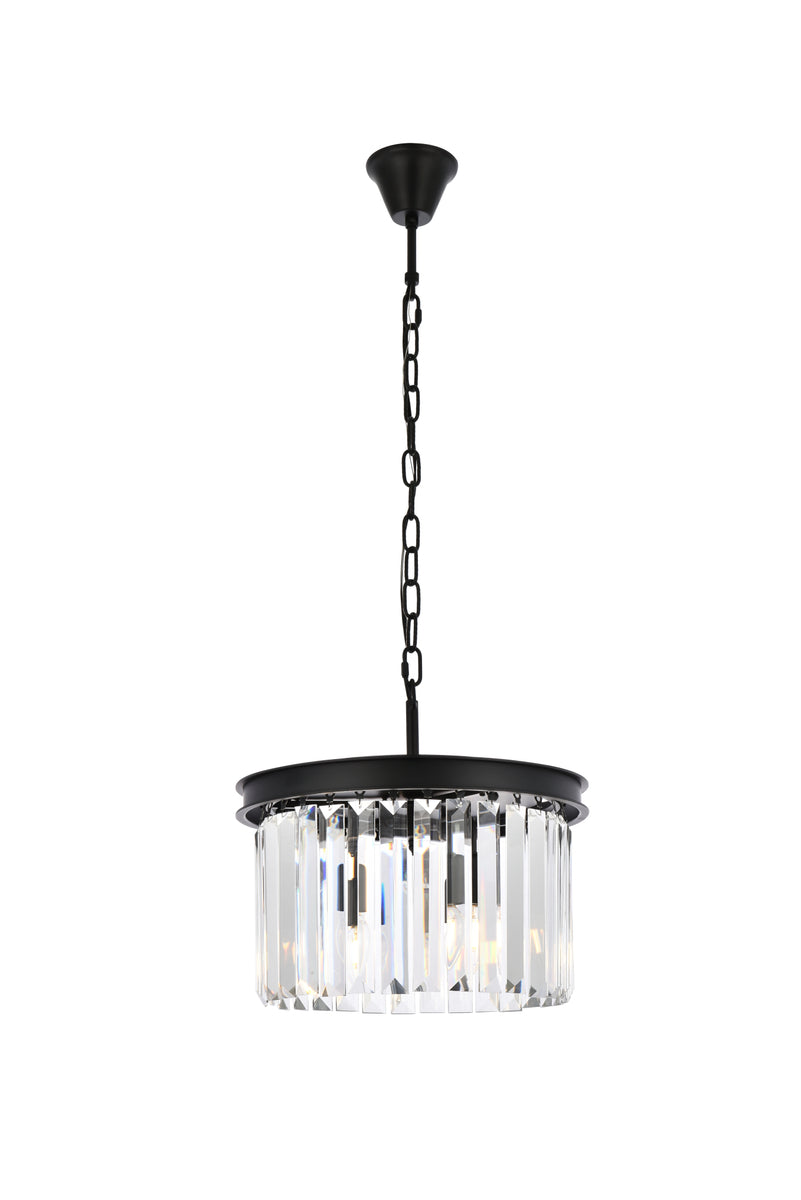 Sydney 3 light Matte Black Pendant Clear Royal Cut Crystal