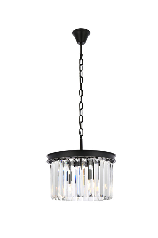 Sydney 3 light Matte Black Pendant Clear Royal Cut Crystal