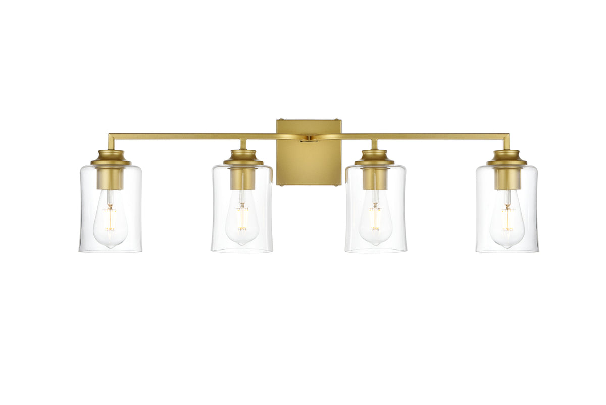 Ronnie 4 light Brass and Clear Bath Sconce