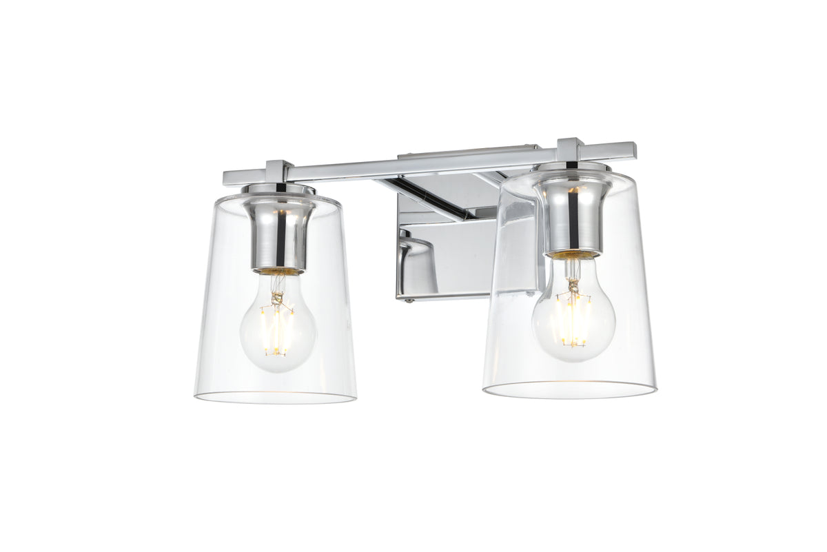Kacey 2 light Chrome and Clear Bath Sconce