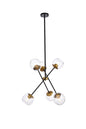 Axl 24 inch pendant in black and brass with clear shade