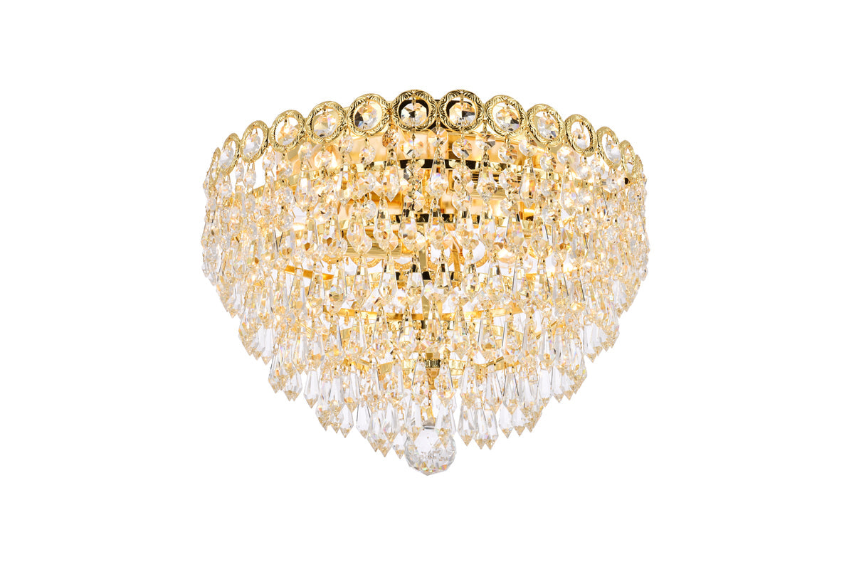 Century 4 light Gold Flush Mount Clear Royal Cut Crystal