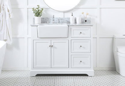 42 inch Single bathroom vanity in white with backsplash