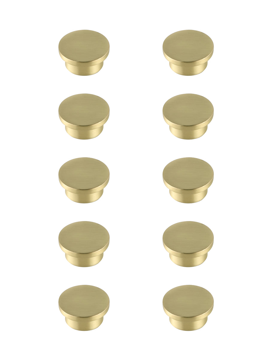Trovon 1.6" Diameter Brushed Gold Oversize Round Knob Multipack (Set of 10)