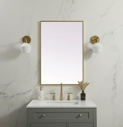 Metal Frame Rectangle Mirror 24x36 Inch in Brass