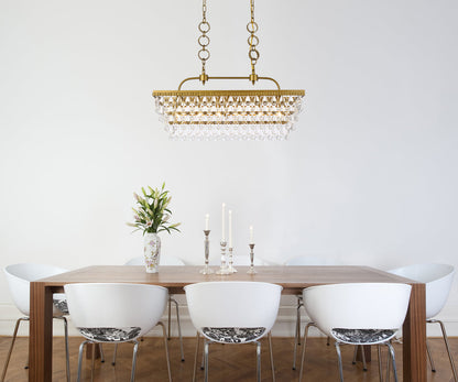 Nordic 32 inch rectangle pendant in brass