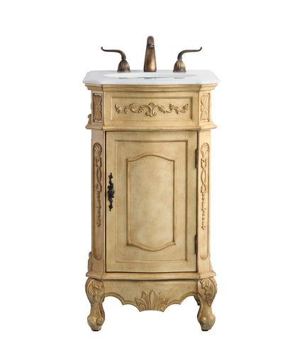 24 inch Single Bathroom vanity in Antique Beige with ivory white engineered marble