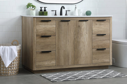 54 Inch SIngle Bathroom Vanity In Natural Oak