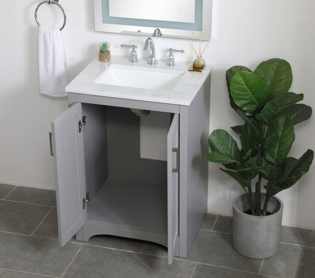 24 inch Single Bathroom Vanity in Grey