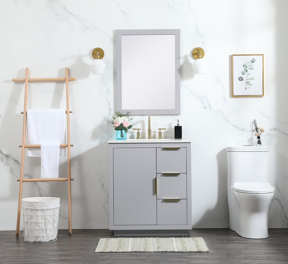 30 inch Single bathroom vanity in grey