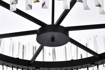 Serephina 36 inch crystal round chandelier light in black