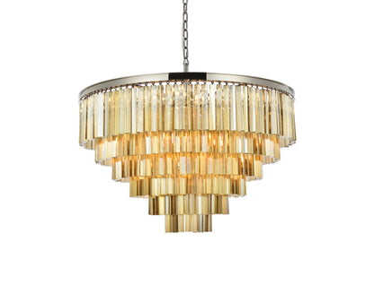 Sydney 33 light polished nickel Chandelier Golden Teak (Smoky) Royal Cut Crystal