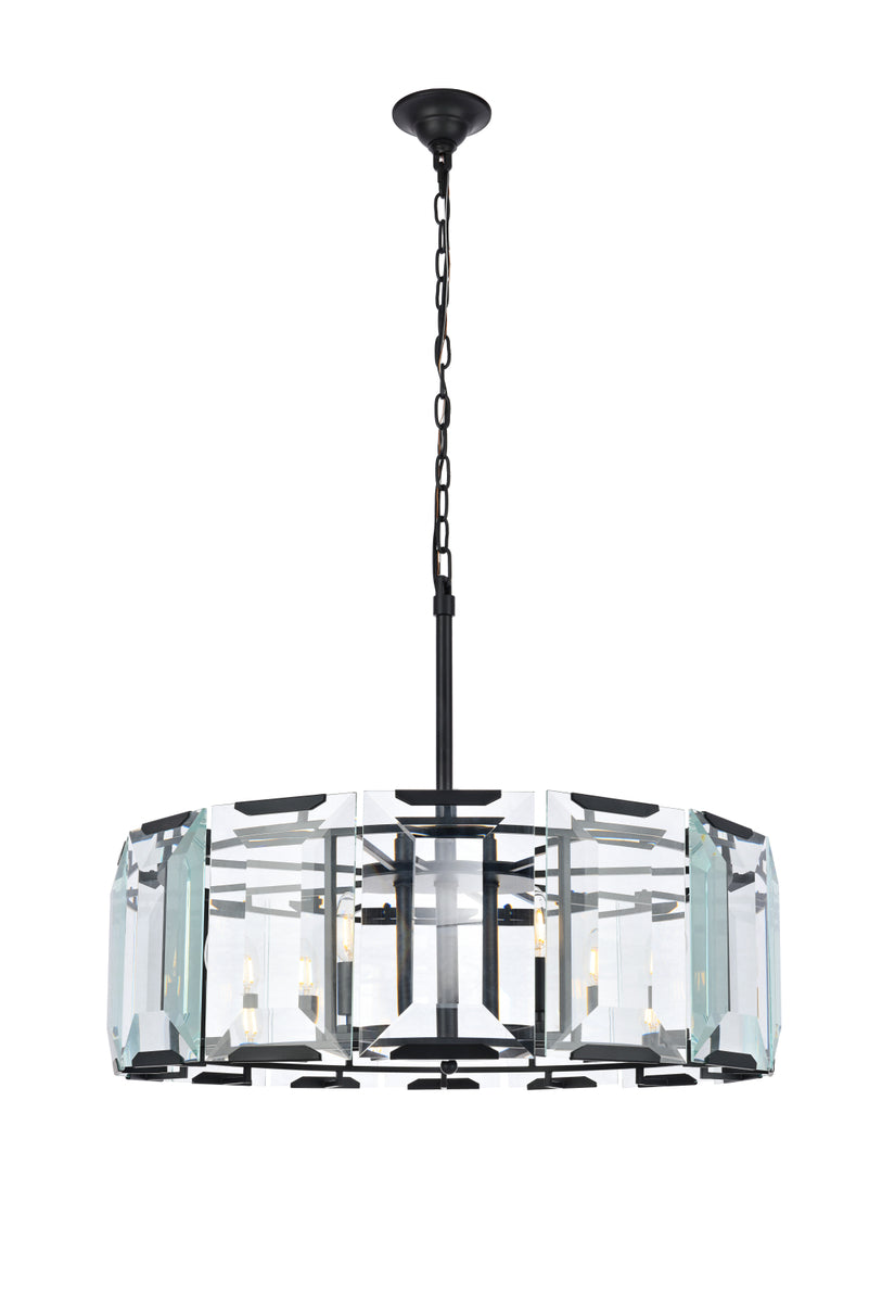 Monaco 8 light Flat Black (Matte) Chandelier Clear Glass Crystal