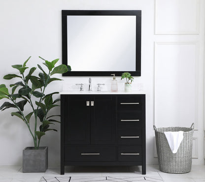 36 inch Single Bathroom Vanity in Black with Backsplash