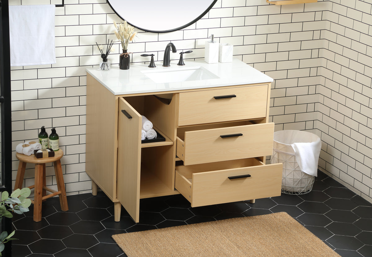 42 inch bathroom vanity in Maple