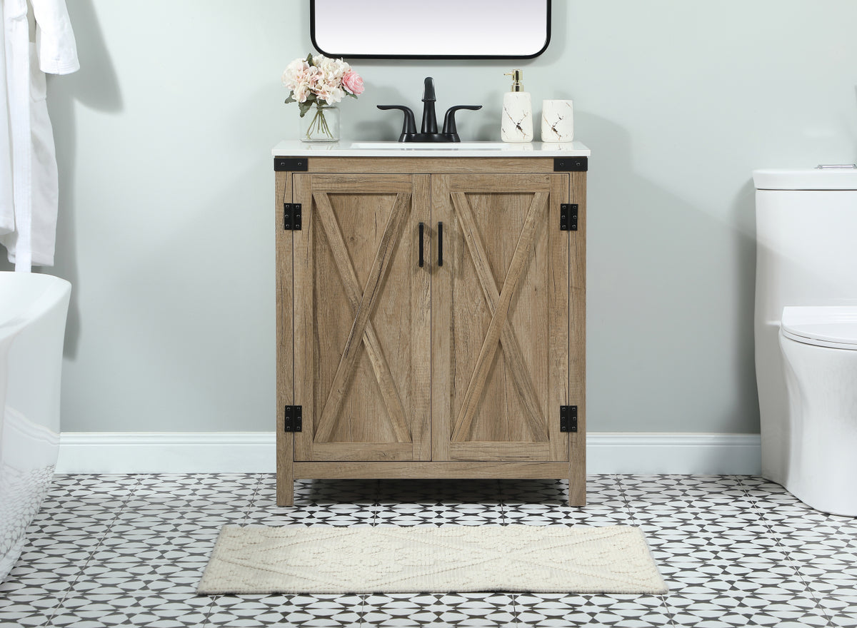 30 inch Single bathroom vanity in natural oak