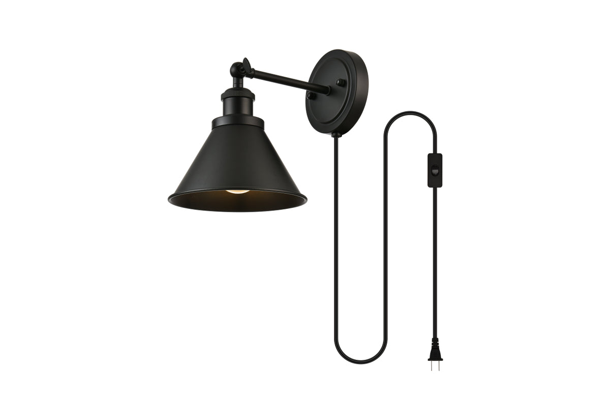 Blaise 1 light Black plug in wall sconce
