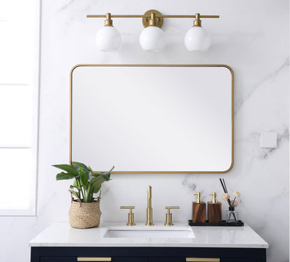 Soft corner metal rectangular mirror 24x36 inch in Brass