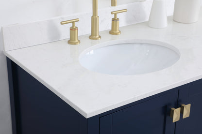 42 inch Single Bathroom Vanity in Blue with Backsplash