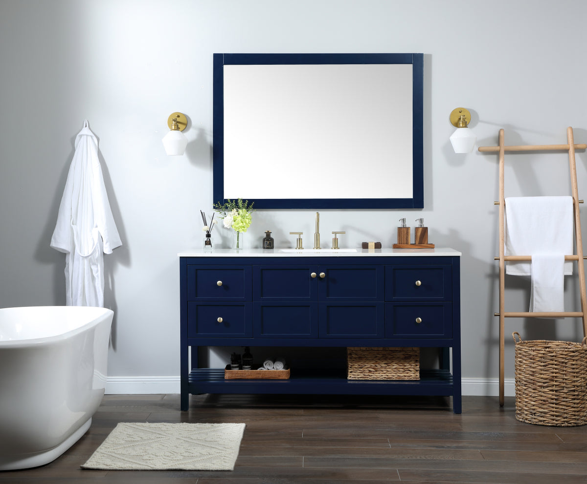 60 inch Single bathroom vanity in blue