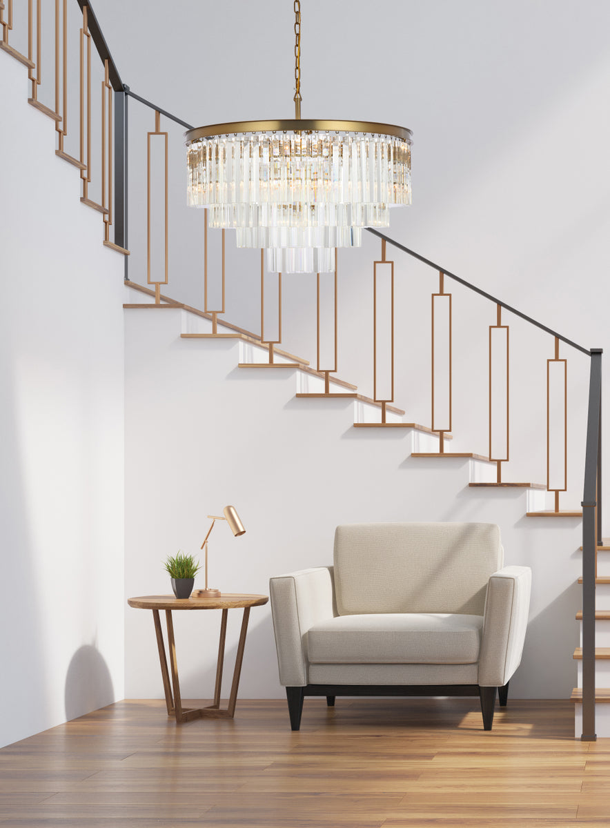 Sydney 32 inch round crystal chandelier in satin gold