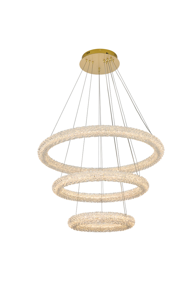 Bowen 32 inch Adjustable LED Chandelier in Satin Gold