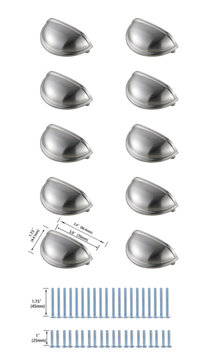 Atticus 3" Center to Center Brushed Nickel Cup Bar Pull Multipack (set of 10)