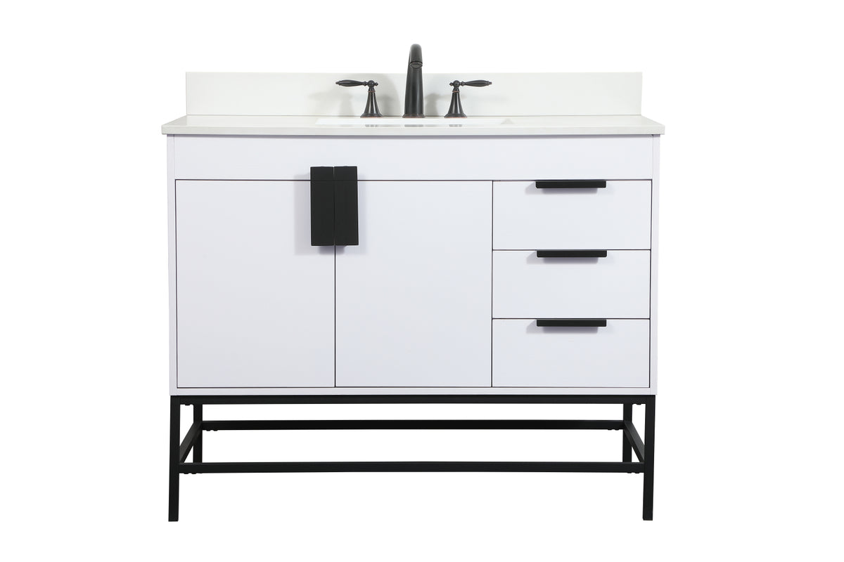 42 inch Single bathroom vanity in white with backsplash