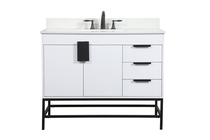42 inch Single bathroom vanity in white with backsplash