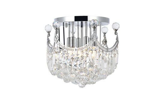 Corona 6 light Chrome Flush Mount Clear Royal Cut Crystal