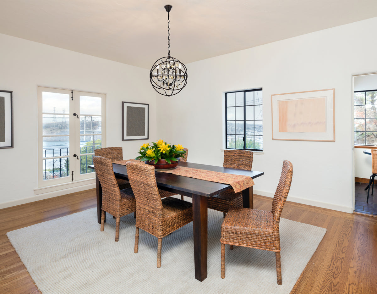 Geneva 5 light Dark Bronze Pendant Golden Teak (Smoky) Royal Cut crystal