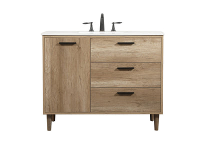 42 inch Single bathroom vanity in natural oak