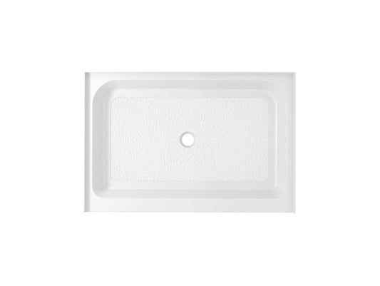 48x36 inch Single threshold shower tray center drain in glossy white