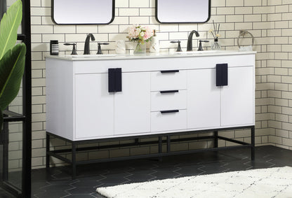 60 inch double bathroom vanity in white