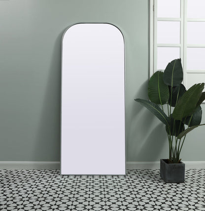 Metal Frame Arch Full Length Mirror 32x76 Inch in Silver