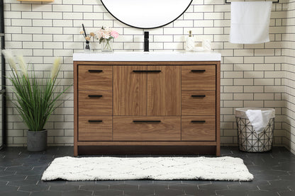 48 inch Single bathroom vanity in walnut brown